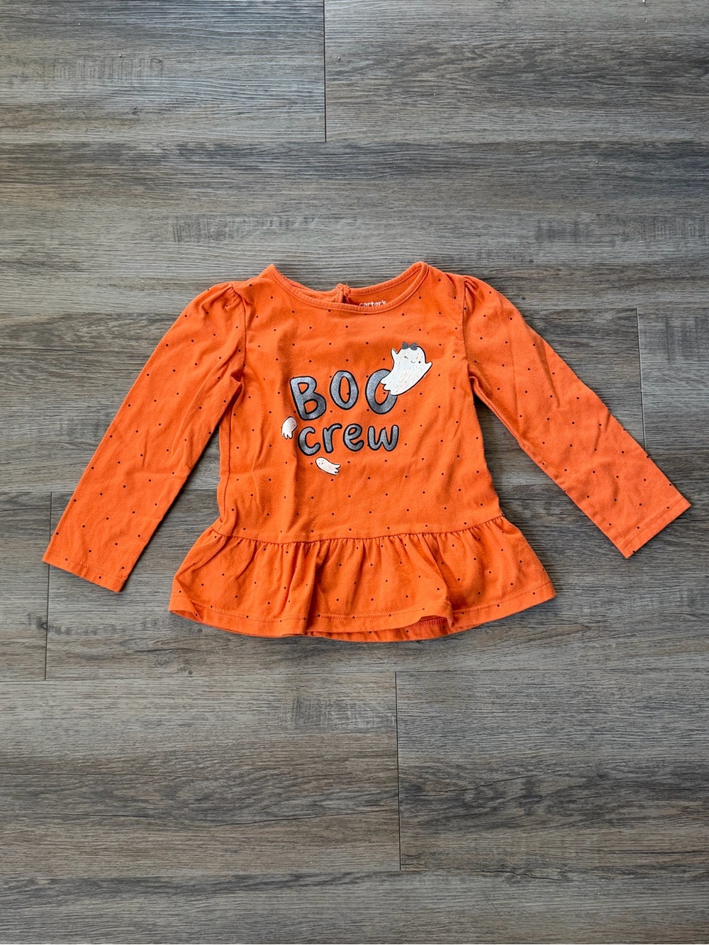 Carter's Orange "Boo Crew" Halloween Long Sleeve Peplum Top Size 3T/3A